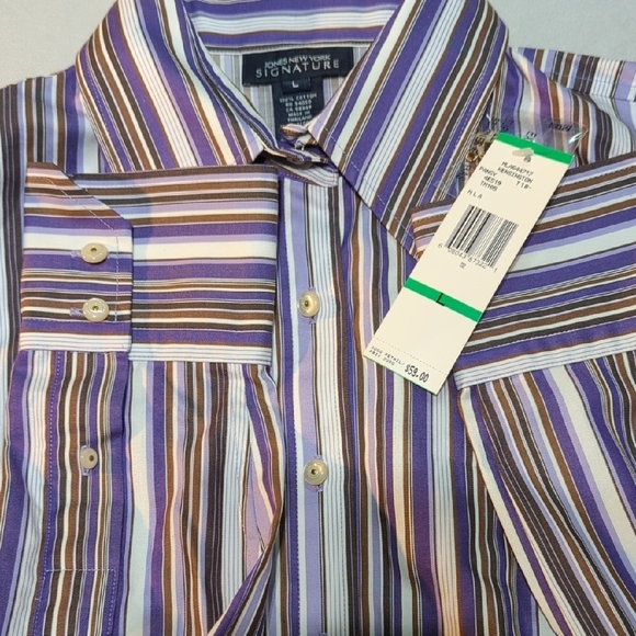 Jones New York Purple and Brown Casual Button Down Shirt - Picture 5 of 12